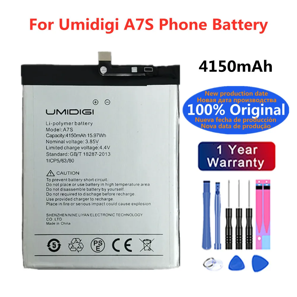 

New UMI 100% Original Battery For Umidigi A7S A7 S 4150mAh High Quality Phone Battery Batteria Tracking Number + Tools