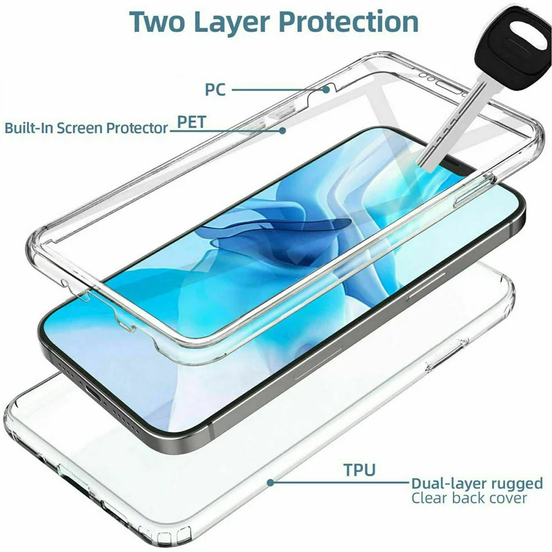 360° Full Cover Transparent Protective Soft Silicone Phone Case