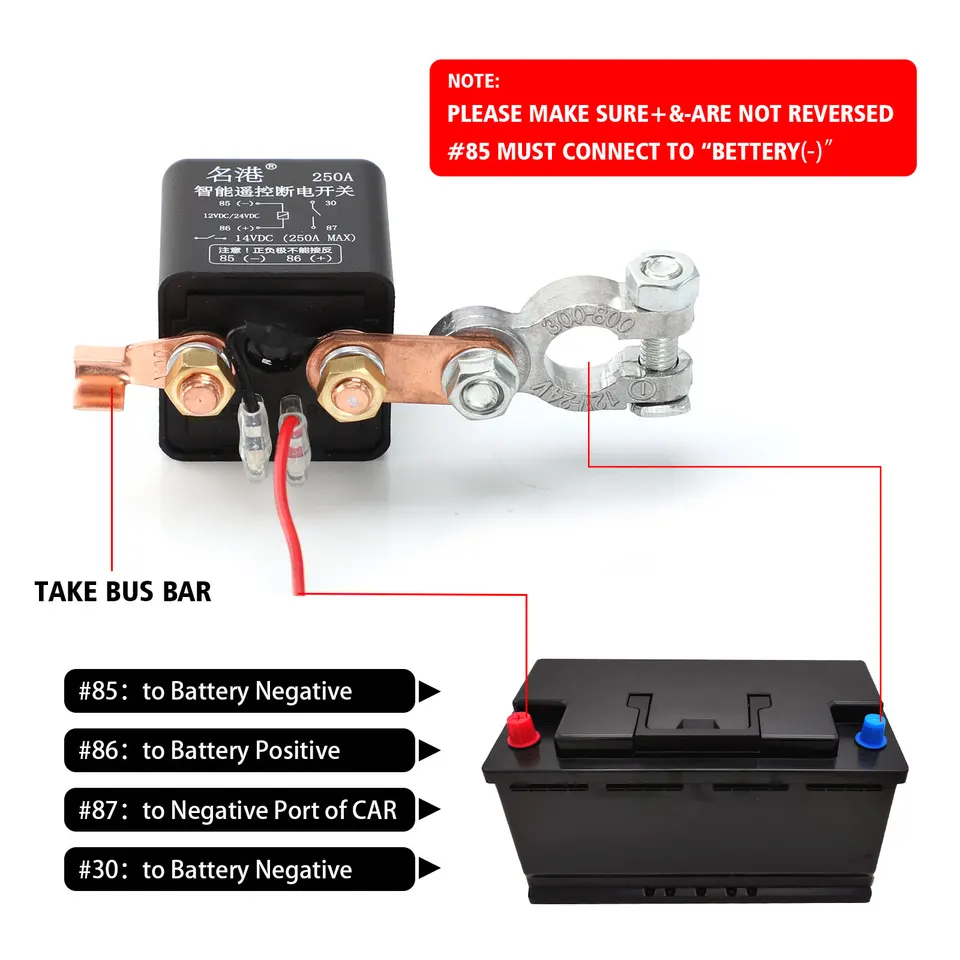 MOCNT Coupe Batterie à Distance 12V 250A Interrupteur De Déconnexion De Batterie De Voiture à Distance Sans Fil Télécommande Antivol Isolateur De Coupe Batterie Relais