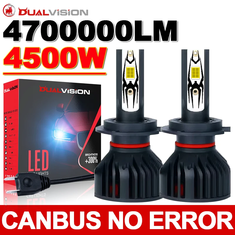 Dualvision 4500W H1 H4 H7 LED Canbus H8 H11 9005 HB3 9006 HB4 9012 Hir2 ampoule LED 5570 CSP Kit Automobile 12V Turbo antibrouillard 24V