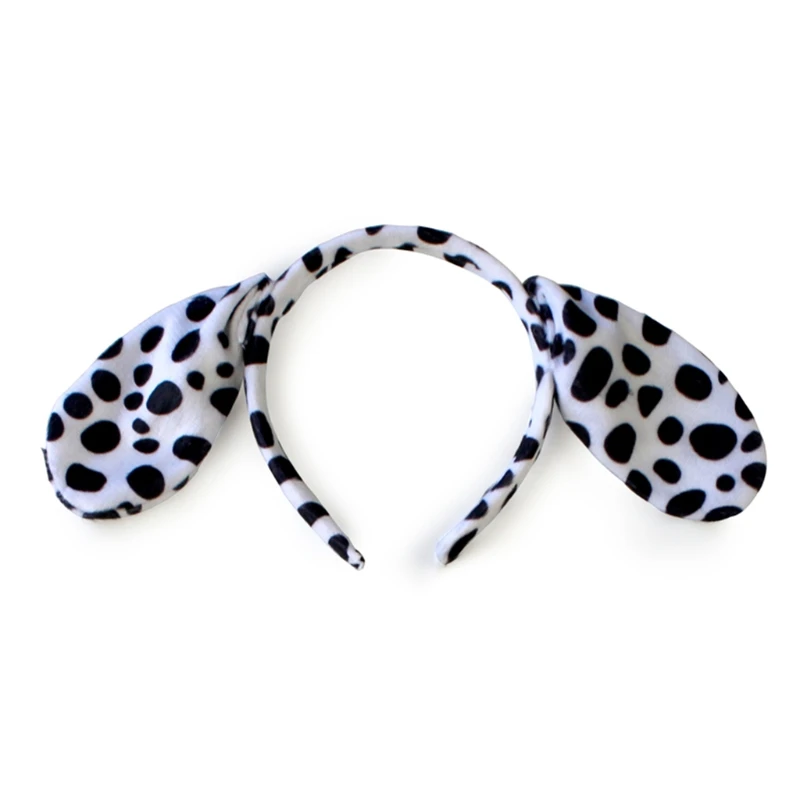 

652F Cute Animals Cosplay Costume Sets Kids Adult Large Dalmatian Spotty Dog Ears Hea