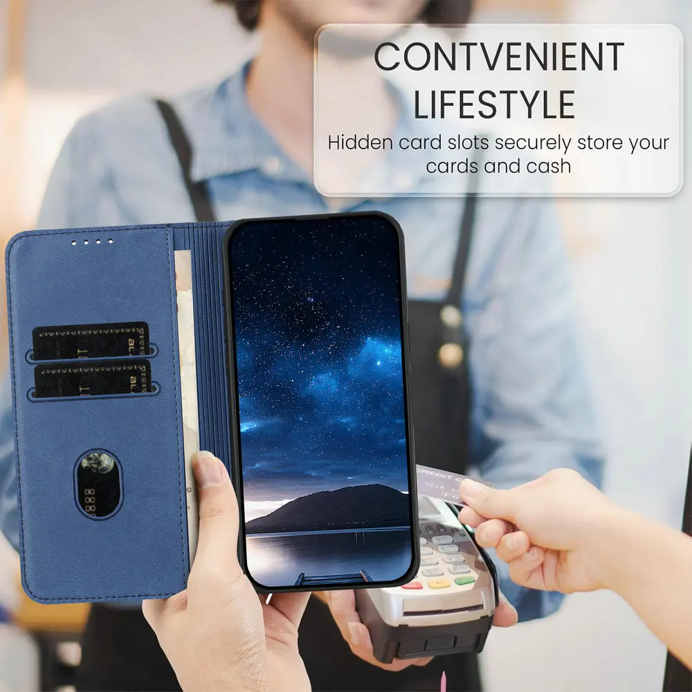 Sleek Magnetic Leather Flip Book Phone Case - Universal Fit