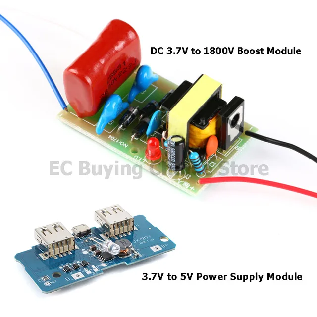 5pcs/1pc DC 3.7V to 1800V Booster Step Up Boost Board Arc Pulse DC Motor High Voltage Capacitor 3.7V to 5V Power Supply Module