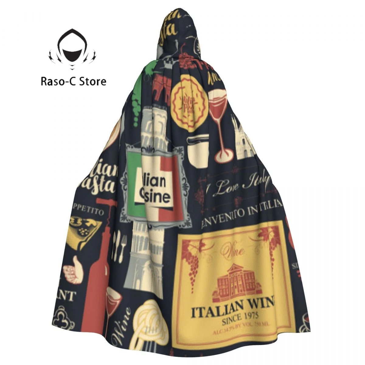 

Long Cape Cloak Retro Italian Cuisine Hooded Cloak Coat Autumn Hoodies