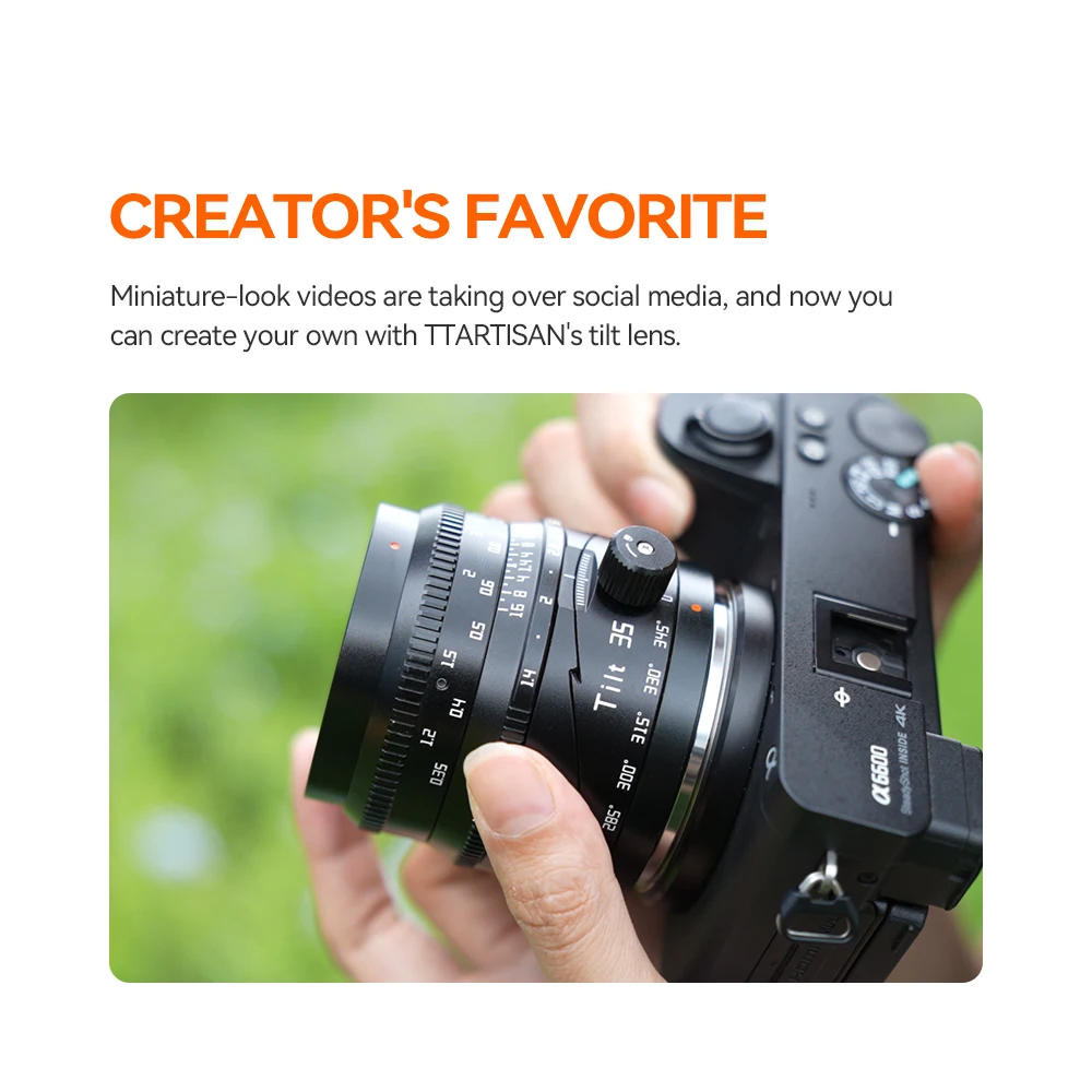 TTArtisan 35mm Tilt APS-C Large Aperture Camera Lens for