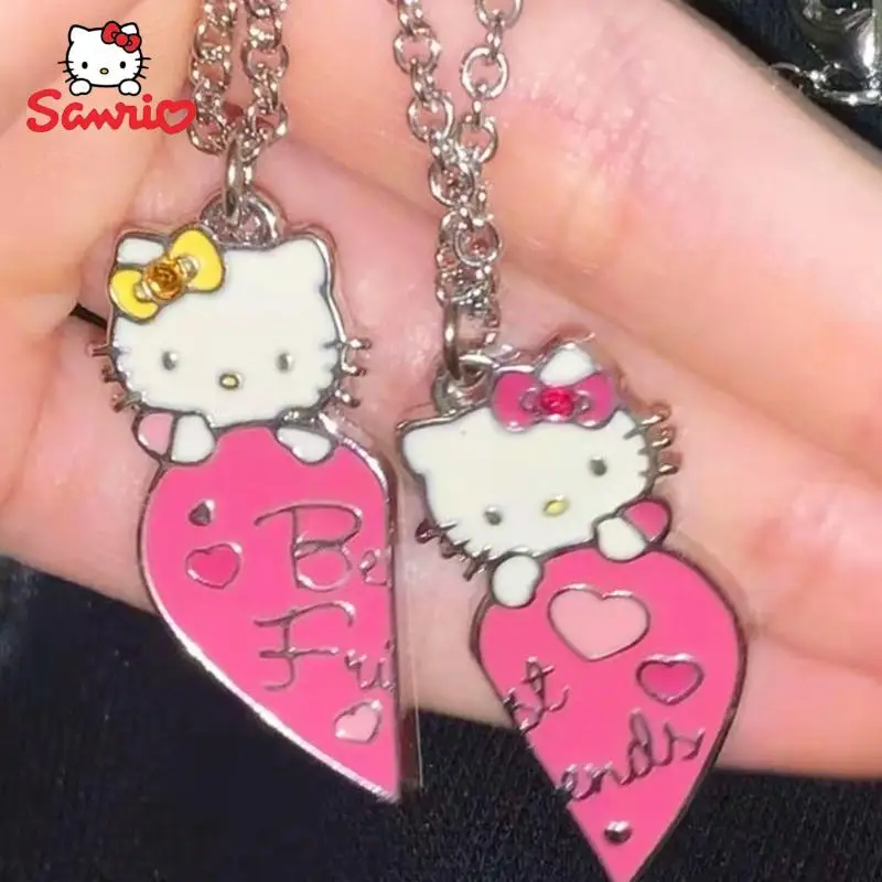 Buy Y2k KT Cat Necklace Bracelet for BFF 2 Besties Pink Matching Cute  Magnetic Half Heart Pendant Panda Best Friend Pendant Necklace for Girls  Women, Zinc, No Gemstone at Amazon.in