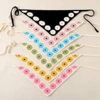 French Pastoral Style Crochet Headscarf Sweet Handmade Hollow Knitted Triangle Scarf Hairband 1