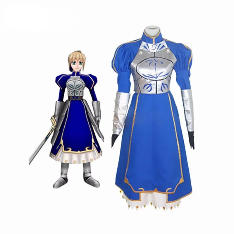 

Fate Stay Night Saber cosplay costume blue long dress customize size