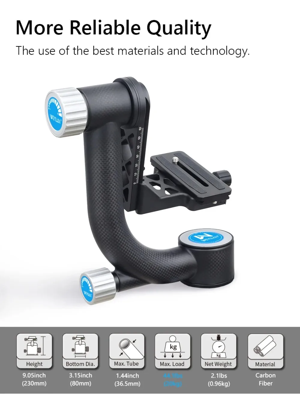 Professional Gimbal Tripod Head Telephoto Lens 720 Panoramic Gimbal Head for Bir