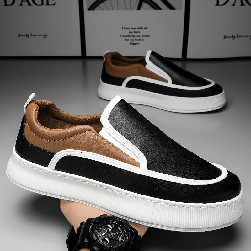 Fashion Cloth Men's Casual Shoes Breathable Slip on Walking Sneakers Non-slip Flats Lightweight Men Sport Shoes Driving Loafers 2