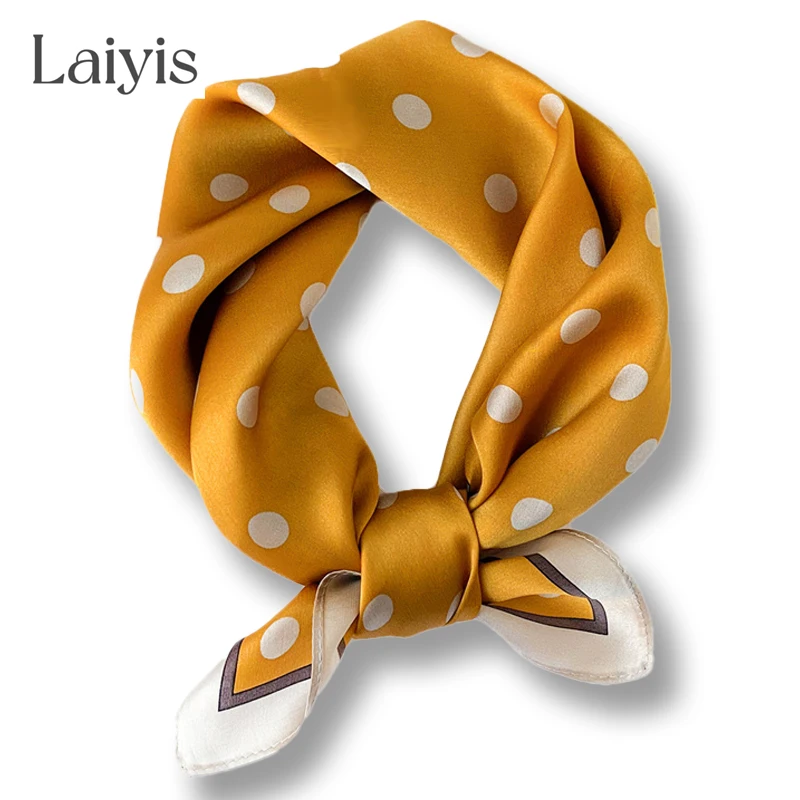 

2022 Summer Small 100% Silk Scarf Women Natural Female Polka Dot Foulard Neck Hair Band Bandana Chocker Tie Lady Neckerchief