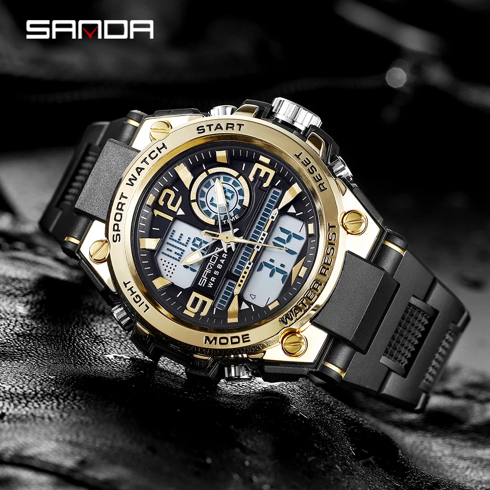 

Fashion Sanda Top Brand 2021 New Military Watch Dual Display Men Sports Watches G Style Led Digital Waterproof Relogio Masculino