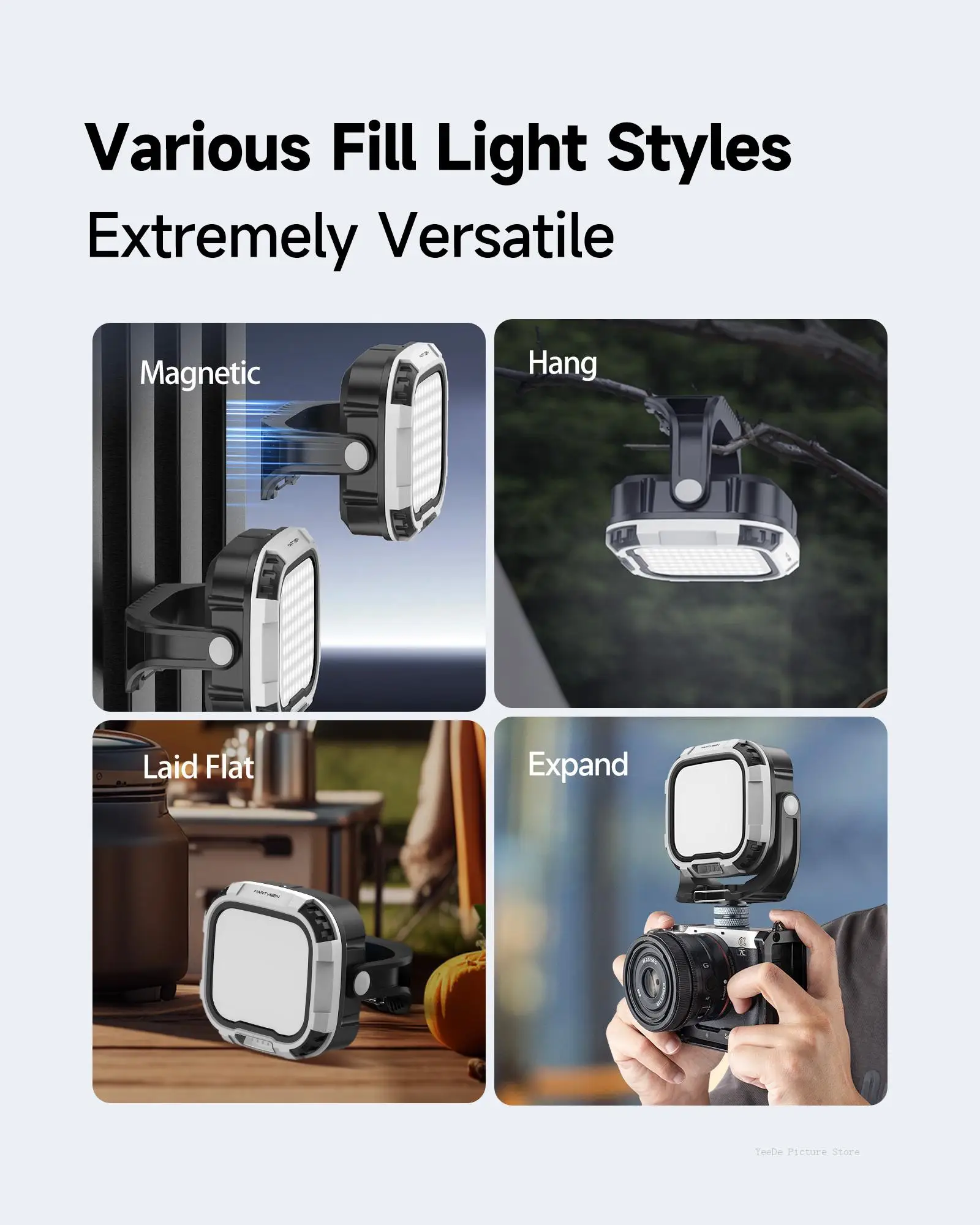 MARTVSEN 마그네틱 LED 비디오 라이트, 휴대용 카메라 필 라이트, 비디오 녹화용 내장 5400mAh 배터리, R7 PRO 28W, 2700-6500K