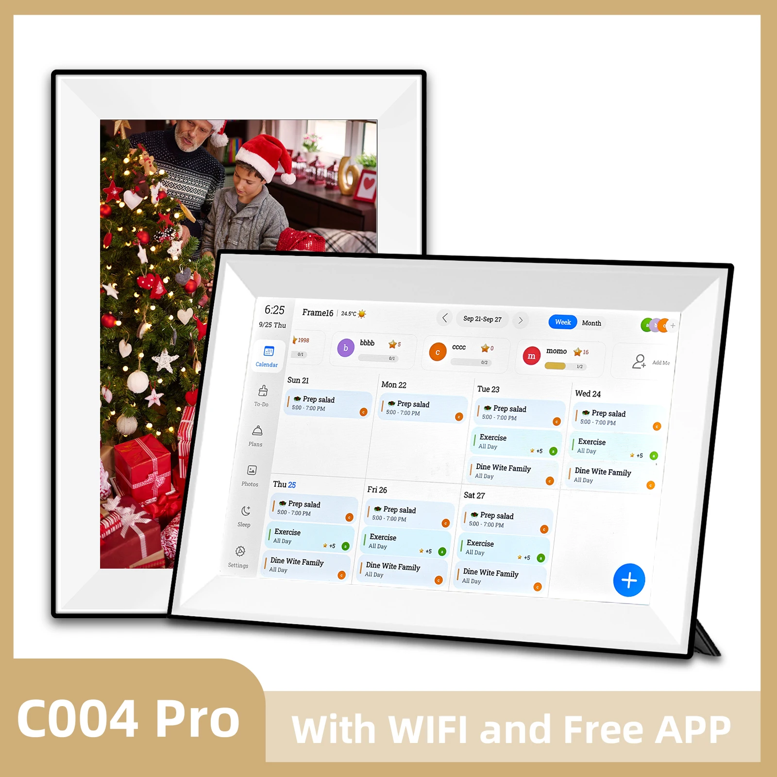 10.1inch Touch Screen Calendar Digital Photo Frame Smart Organizer Auto-Rotate Family Schedules Gift Voice Feature With APP