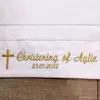 AHSNME Customized Baptism Towel 70x140cm Bath Towels for Baby Christening White Towel with Name and Date 3