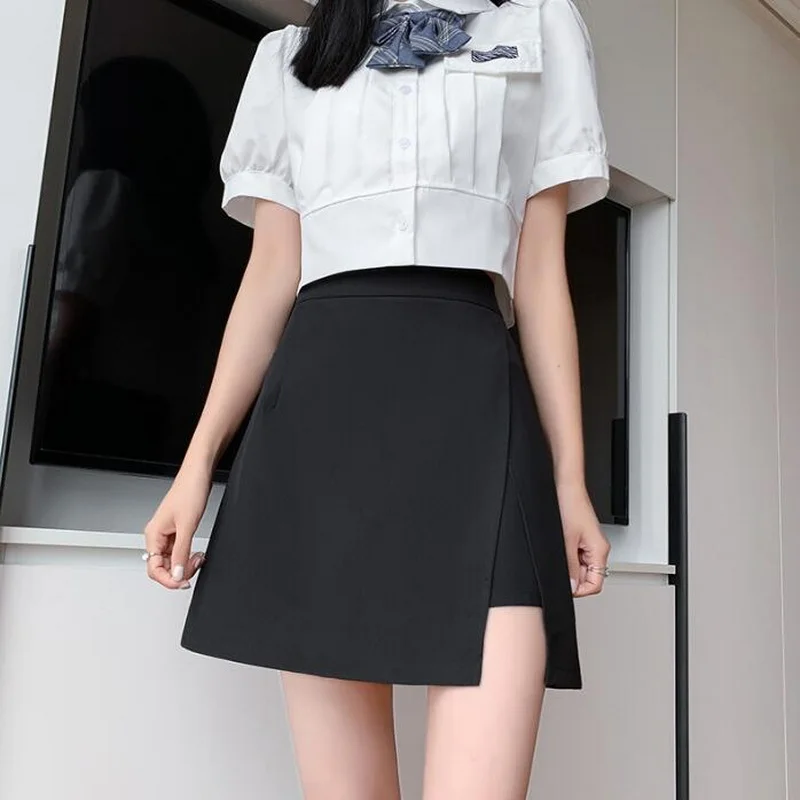 

Split Skirt Summer Thin Breathable Comfortable High Waist Skirt Irregular A-Line Culottes