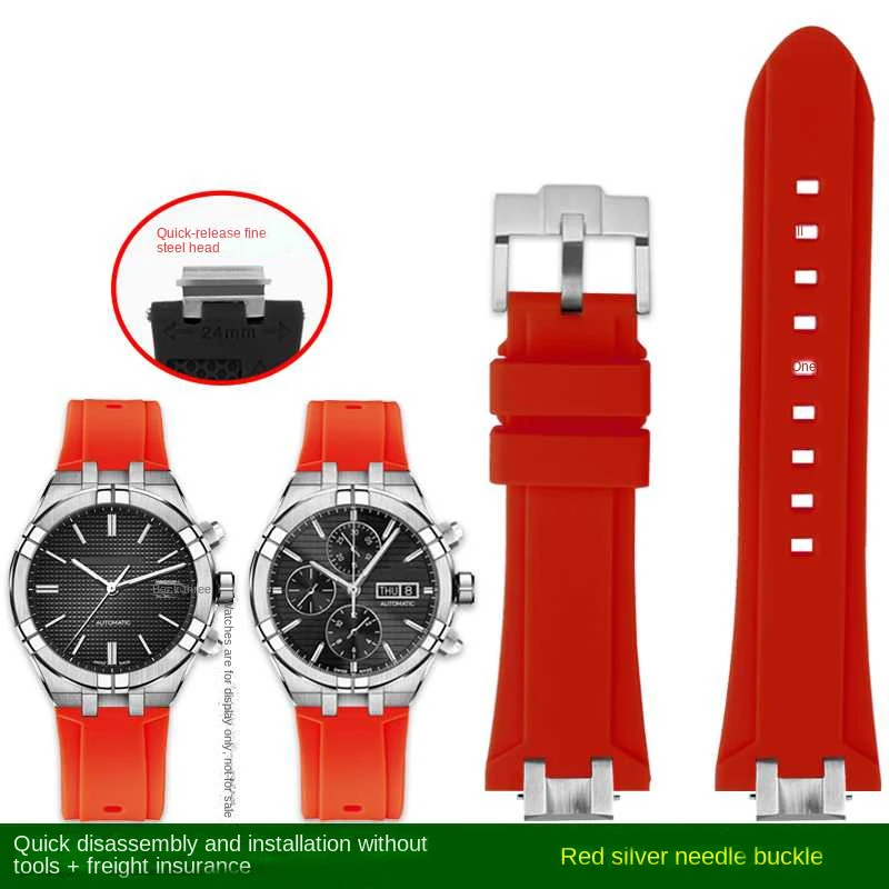 thumbnail image 1 of Correa de reloj de goma para la serie Aikon, correa de reloj deportiva de silicona resistente al agua con eslabón final de acero de liberación rápida AI6008 AI6007 AI1018 AI6038, 1 of 5