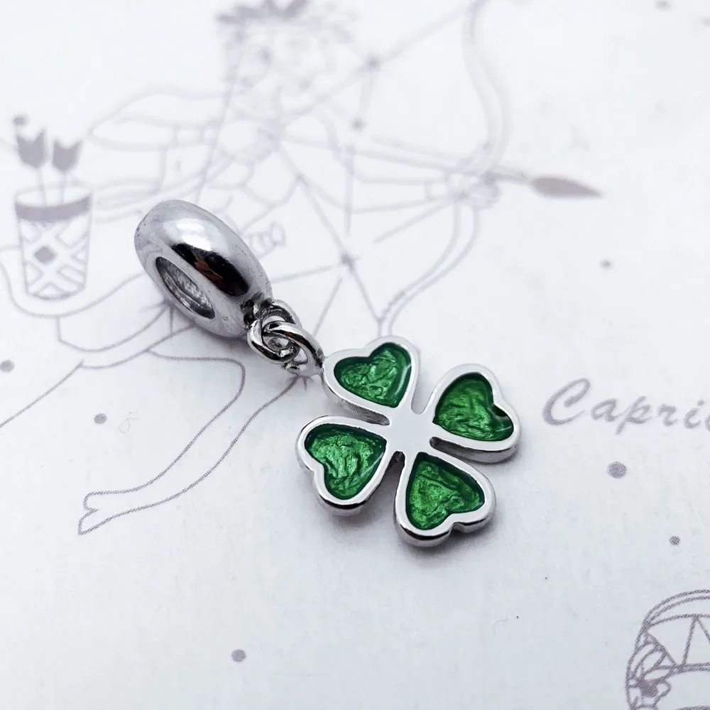 Charm Collier Trèfle Quatre Feuille Vert