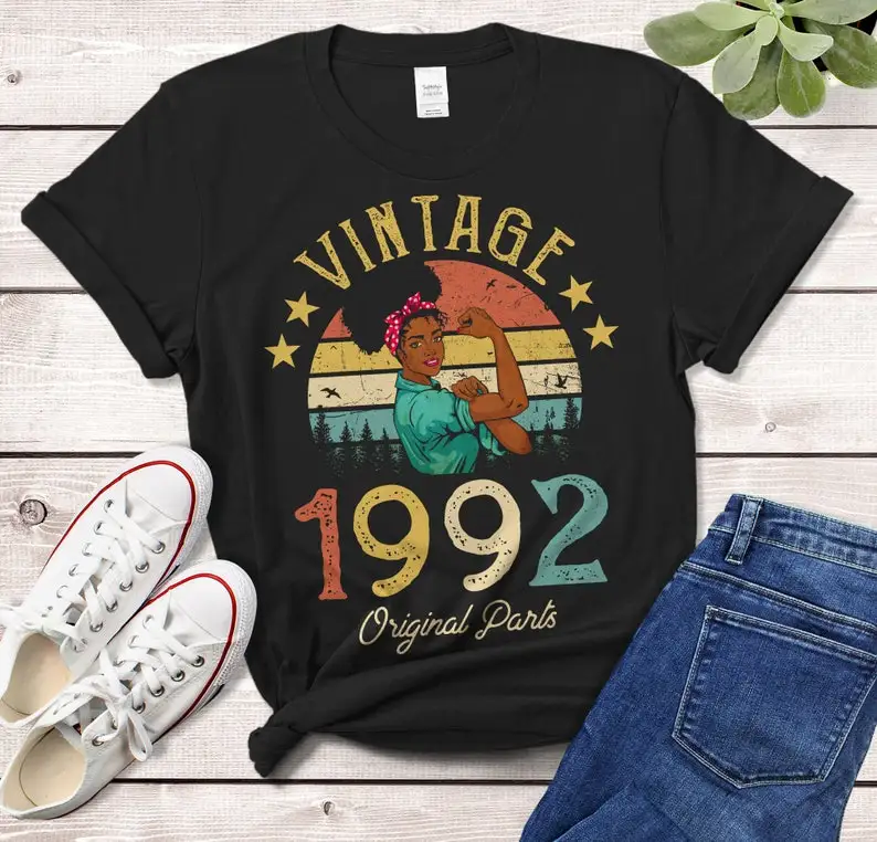 Винтажная Футболка 1992 Африканский подарок для женщин сделано в 30-летии девушки