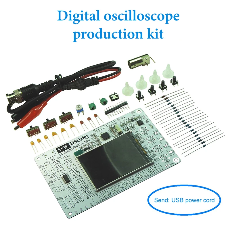 DSO183 5V DIY 디지털 오실로스코프 키트, 0-500kHz 기능; 교육용으로 이상적, 타입-C 인터페이스 포함