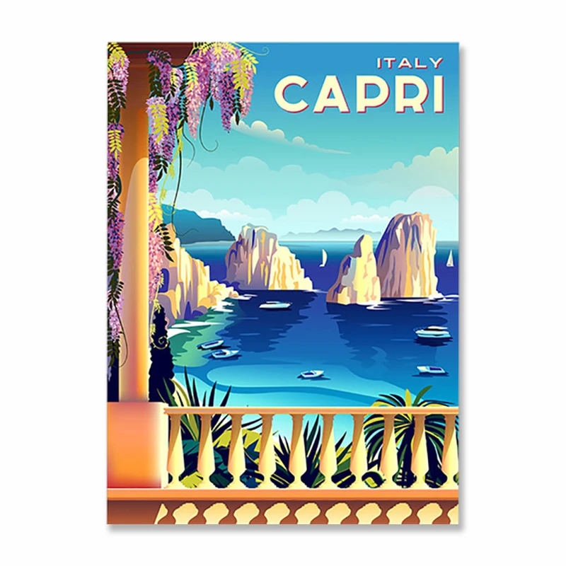 

Vintage Famous City Landscape Posters Metal Tin Signs Italy France Greece Hawaii Retro Plate Wall Art Decor for Living Room Home