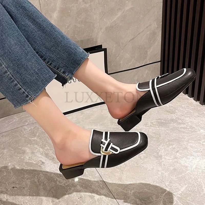 

Женские шлепанцы, новинка 2024, мягкие белые летние шлепанцы на низком каблуке, корейская мода, повседневная оригинальная женская обувь