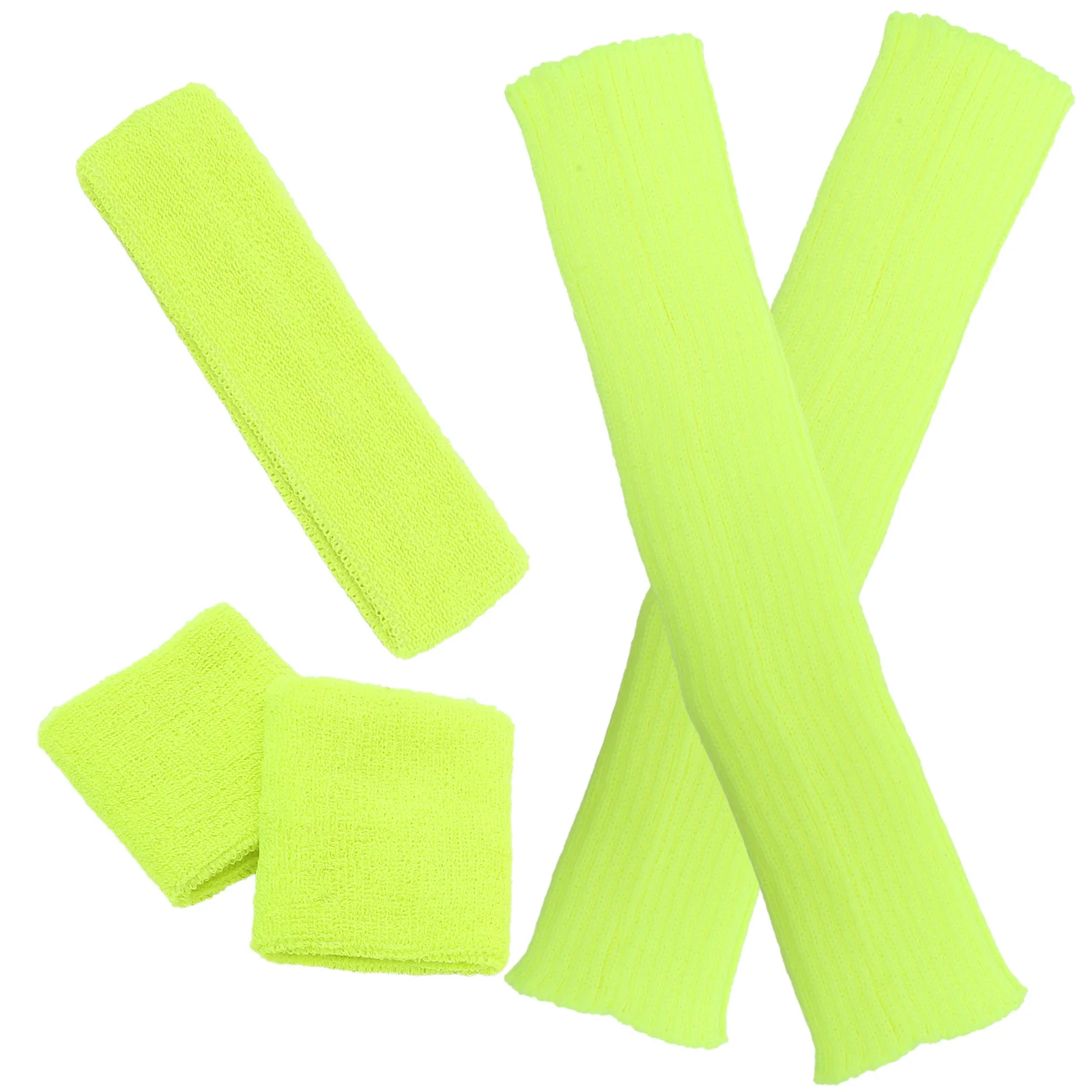 

1 Set of Sports Sweatband Wrist Sweat Bands Calf Sleeves Set Novelty Party Colored Knitting Knit Outfit Set