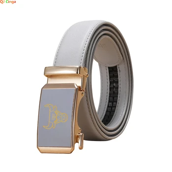 Larghezza 3.0 Cm cintura grigia moda donna Casual fibbia automatica cinture uomo testa di mucca modello cintura femminile 1