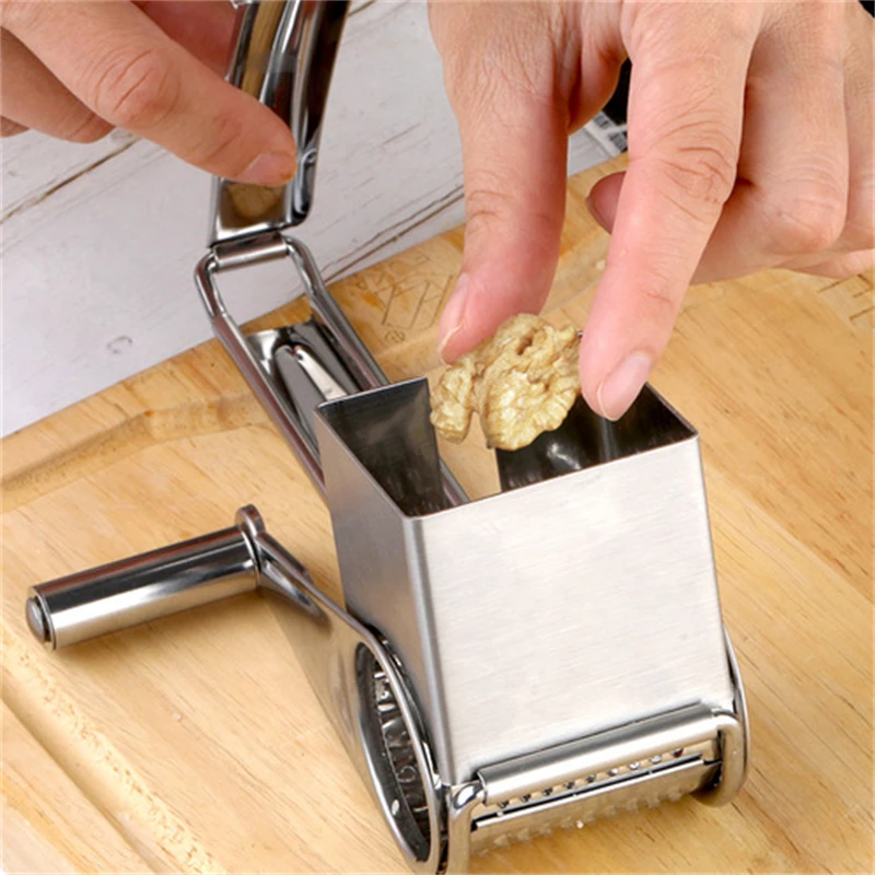 US Stainless Steel Cheese Grater Hand Held Rotary Shredder Cutter Slicer  Tools