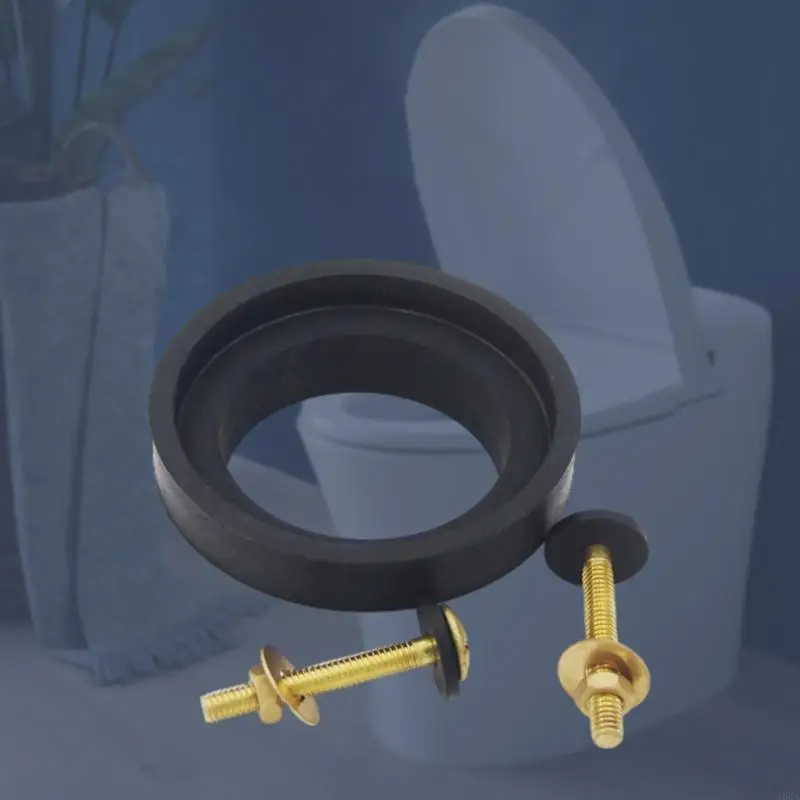 G88A 1 Set Universal Toilet for Tank To Bowl Repair Sealing Gasket with 2pcs Brass Bolts Hardware for Flush Valve