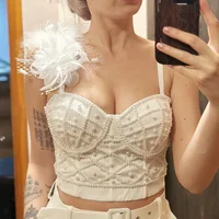 Full Beads Female Corset Top Women Camis Nightclub Pearls Short Chest Binder Sexy Camisole Mujer Lingerie Tube Bra Debardeur - Image 2