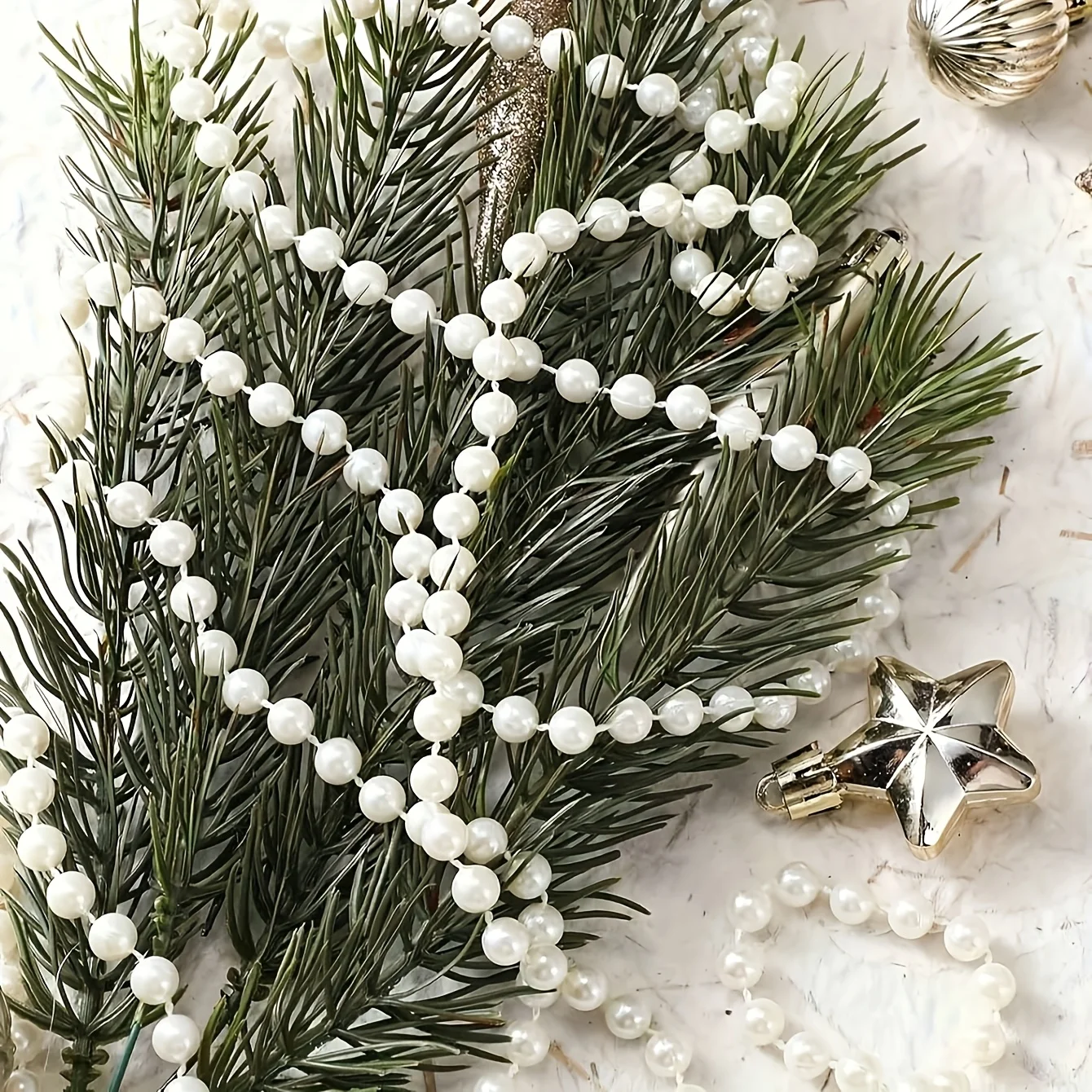 500CM Imitation Perle Perle String Weihnachten Dekorative Perle String Kunststoff Angelschnur Perle Kette Weihnachten Baum DIY Dekoration – Detail 5