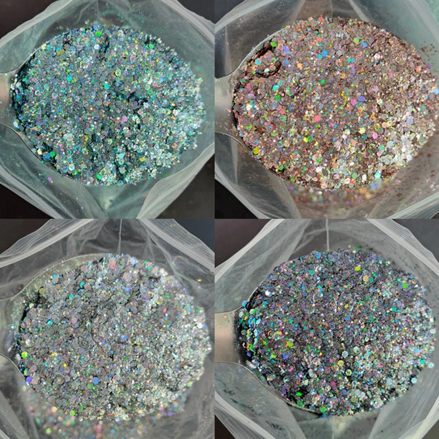 20g/Bag Loose Holographic Glitter Bulk Silver Chunky Nail Glitter Sequins  for Epoxy Resin DIY Nails Decor