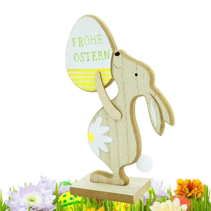 

Easter Wooden Rabbits Standing Bunny Easter Wood Sculpture Outdoor Miniature Sculpture For Spring For Patio Living Room Bedroom