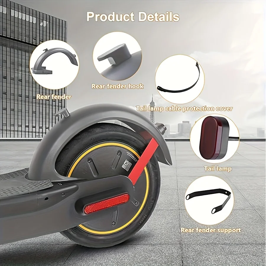 Rear fender accessories rear fender + bracket + LED taillight Compatible with Ninebot Max G30 / Max G30 E / LP electric scooter accessories electric scooter fender bracket