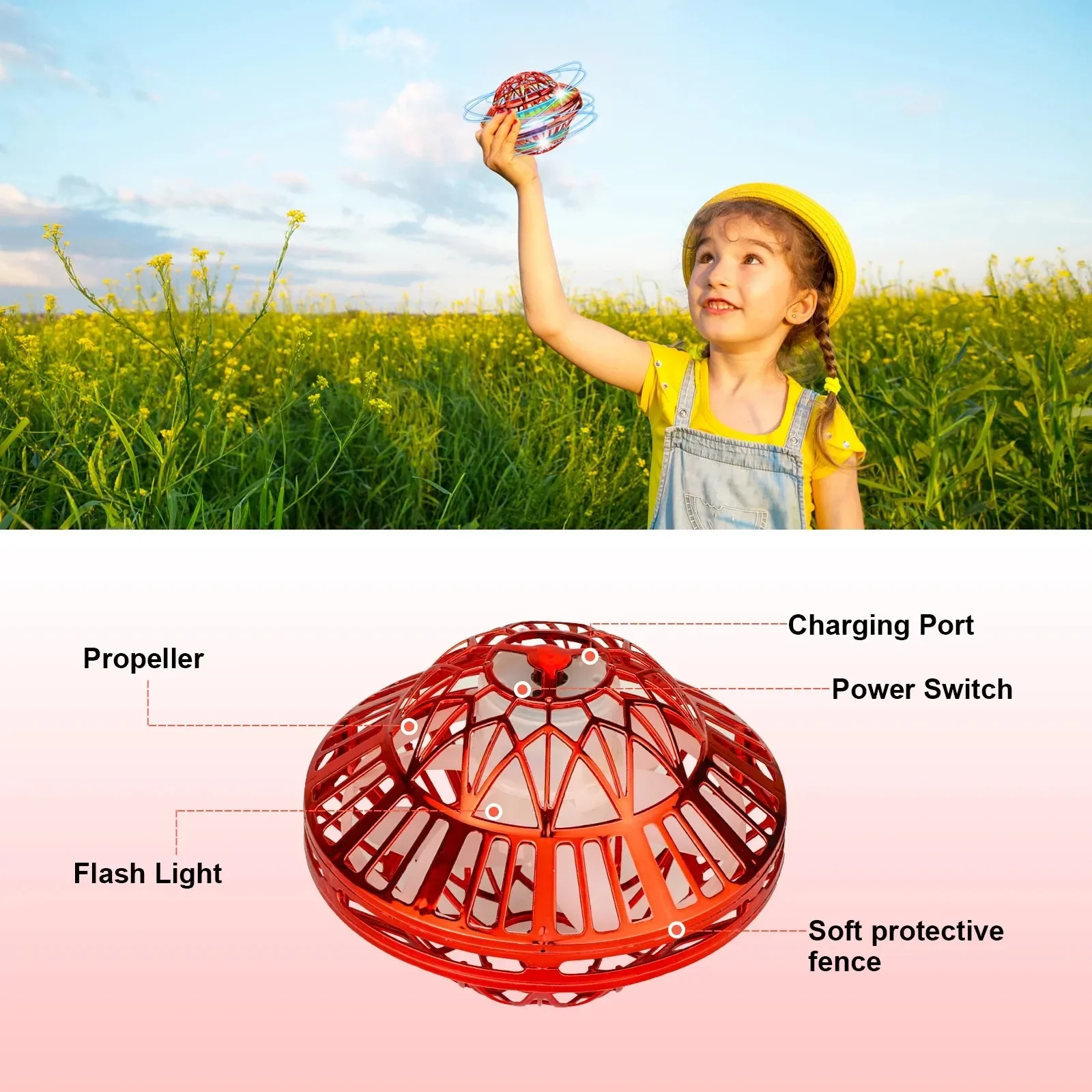 UFO Flying Orb Ball Boomerang Ball Flying Spinner Drone Magic Flying Ball Toy 360° Rotating Kids Toys Christmas Birthday Gifts 5