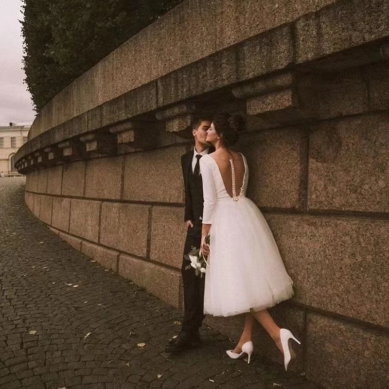 A-Line Short Plus Size Wedding Dress White ivory Bridal Dress Satin Tulle Wedding Party Dresses