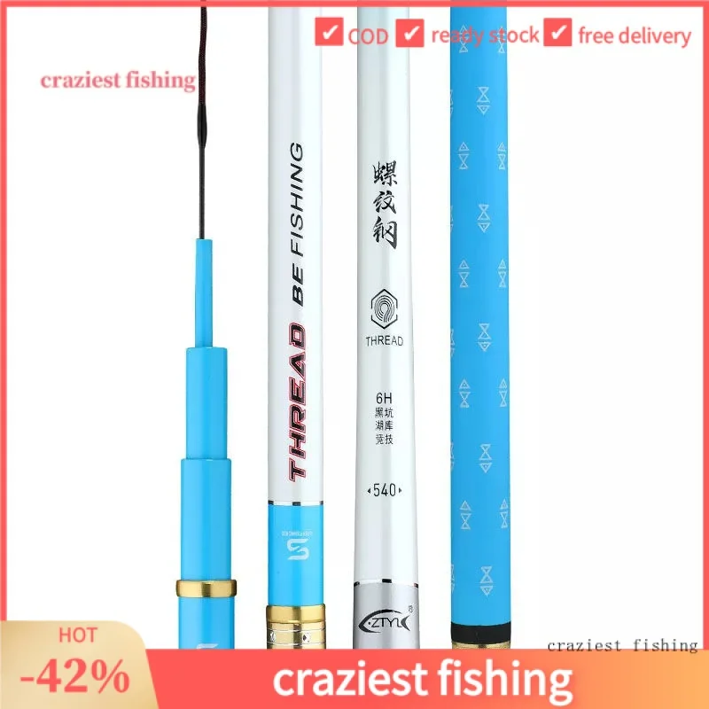 

3.6-7.2M Fly Fishing Rod Carbon Fiber Carp Fishing Accessories Carpfishing Telescopic Stick Catfish Cane Spinning Ultralight For
