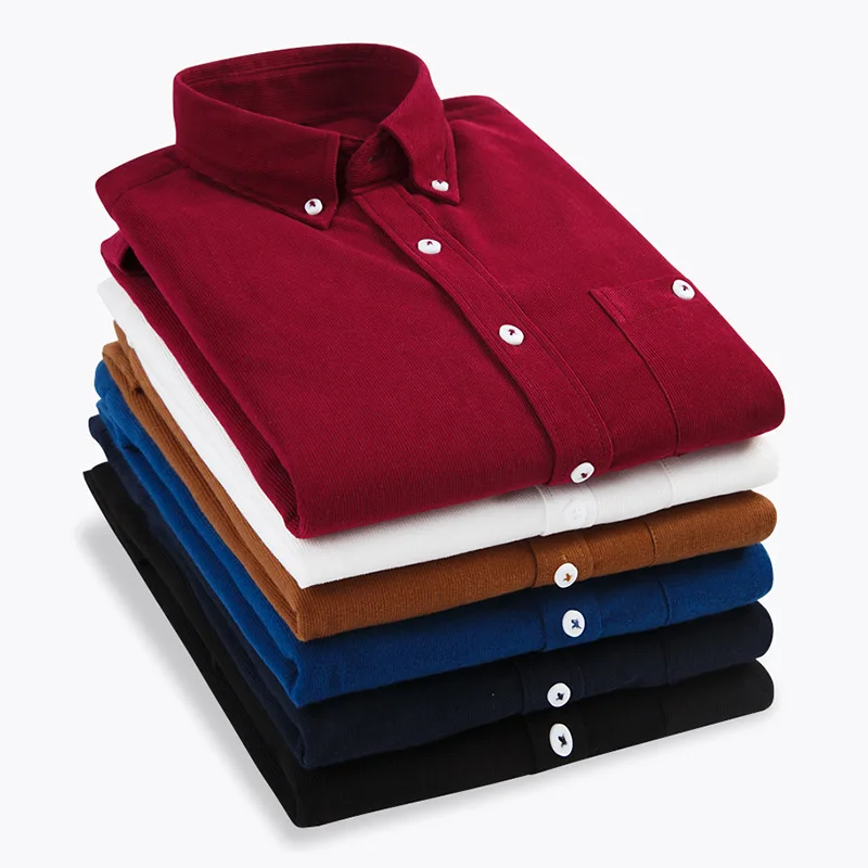 Icclek 2021 Fall/winter Men's Shirt Corduroy Shirt Slim Solid Color ...
