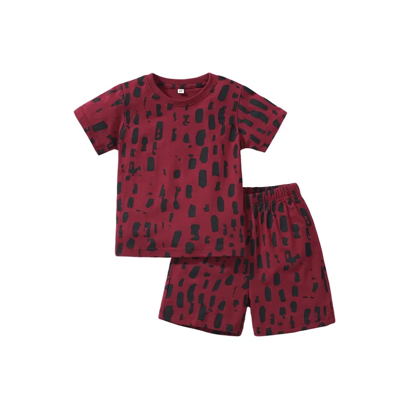 

Summer New Children's Short-Sleeved Suit Fashion 100% Cotton Coat Fifth Pants Two-Piece Children's ClothingBaist