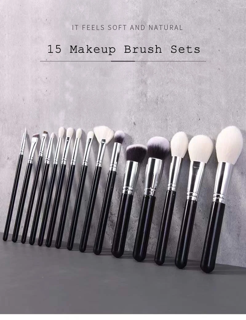 

15pcs Wool Makeup Brush Set For Eye Shadow Foundation Powder Eyeliner Eyelash Cosmetict for Face Make Up Brush Tools