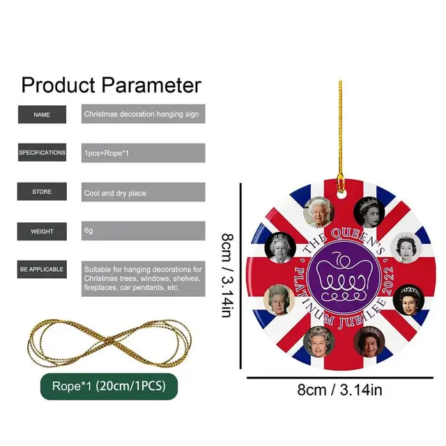 Ii. Elizabeth Királynő Függő Medál 1952-2022 Felségének Queen Fa Dísz Karácsonyfa Díszek Emlékmű - Image 6
