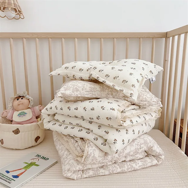 Baby Camellia Rose Print Muslin Blanket Quilt for Summer Infant Floral Muslin Comforter Napping Cover for Baby Bedding Quilts 5