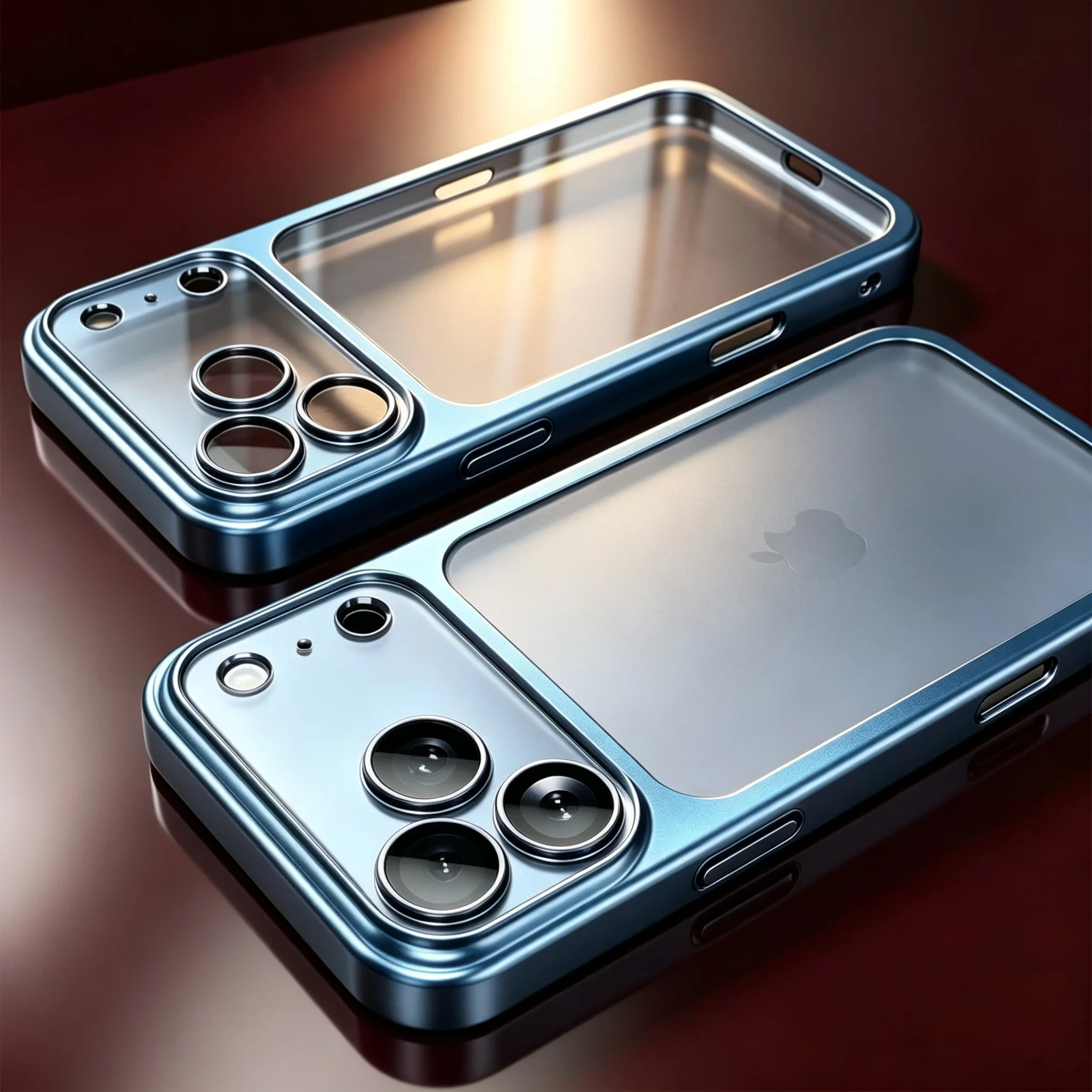 Luxury Plating Transparent Phone Case with Air Lens Protection and Matte BackPlate