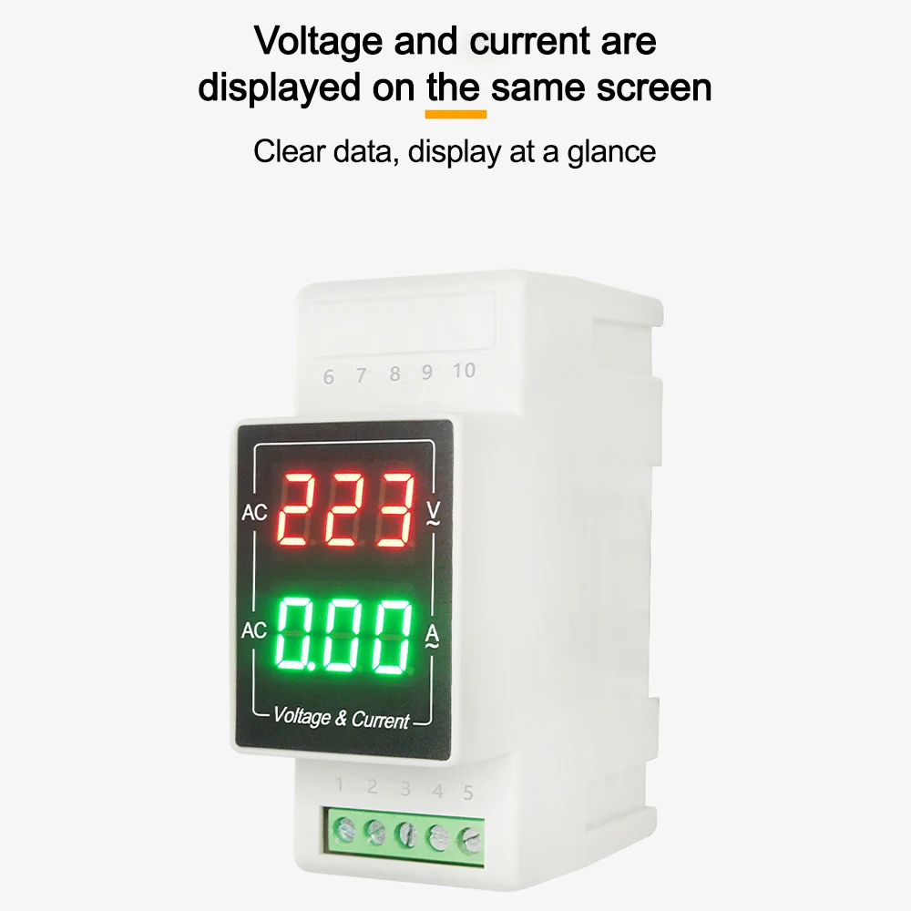 

AC60-500V Din Rail AC Voltmeter Ammeter Digital 10A 50A 100A 200A LED Display 220V Single Phase Voltammeter Electric Current Met