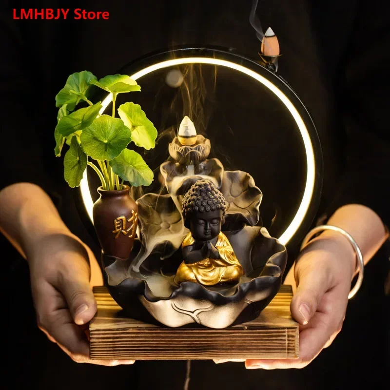 

New Bergamot Backflow Incense Burner LED Lamp Ring Porch TV Cabinet Ornaments Purple Sand Zen Incense Burner Incense Burner