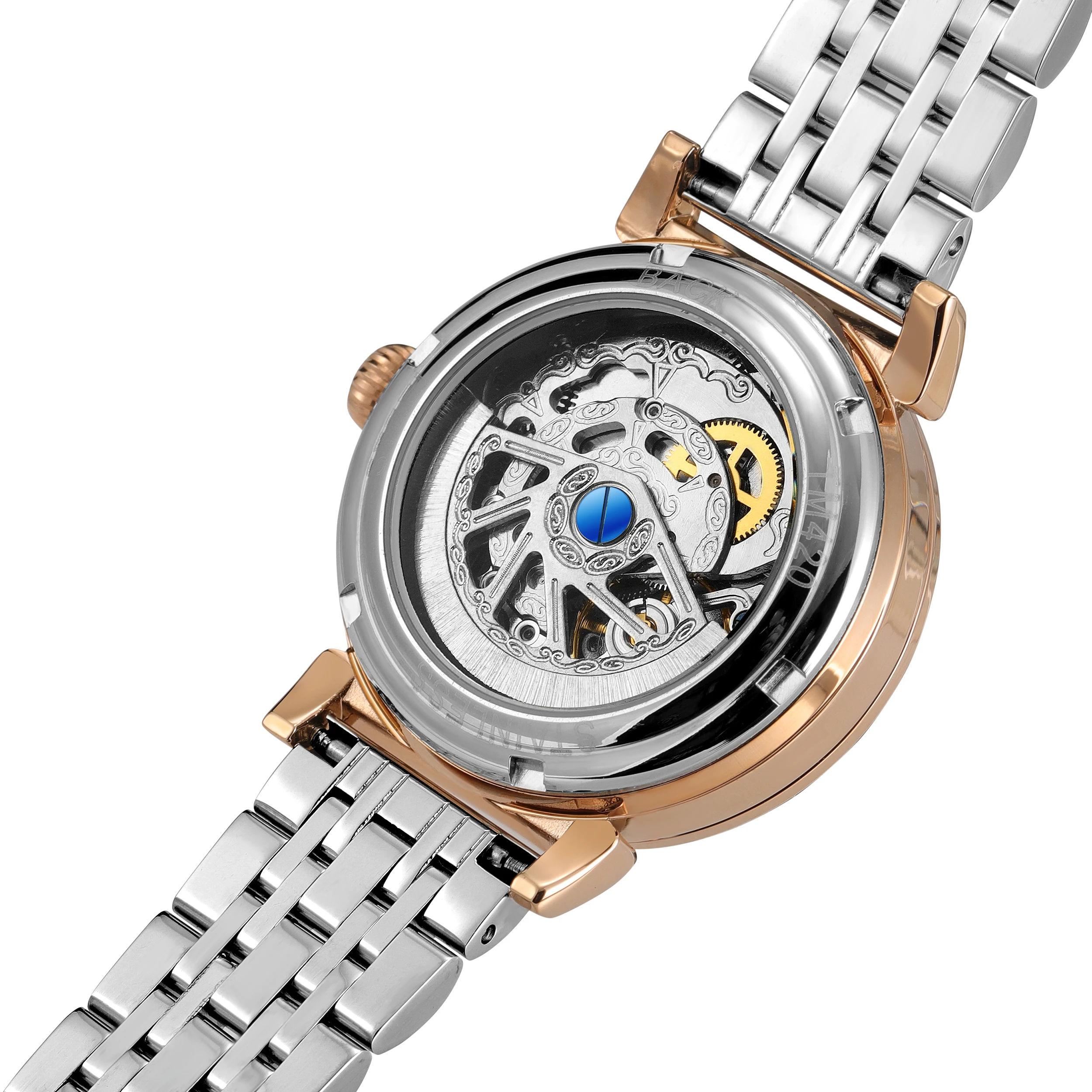 2024Luxury Rose Gold Diamond Woman Watch Mechanical Automatic Movement Ladies Watches Stainless Steel Elegant Women's Wristwatch 4