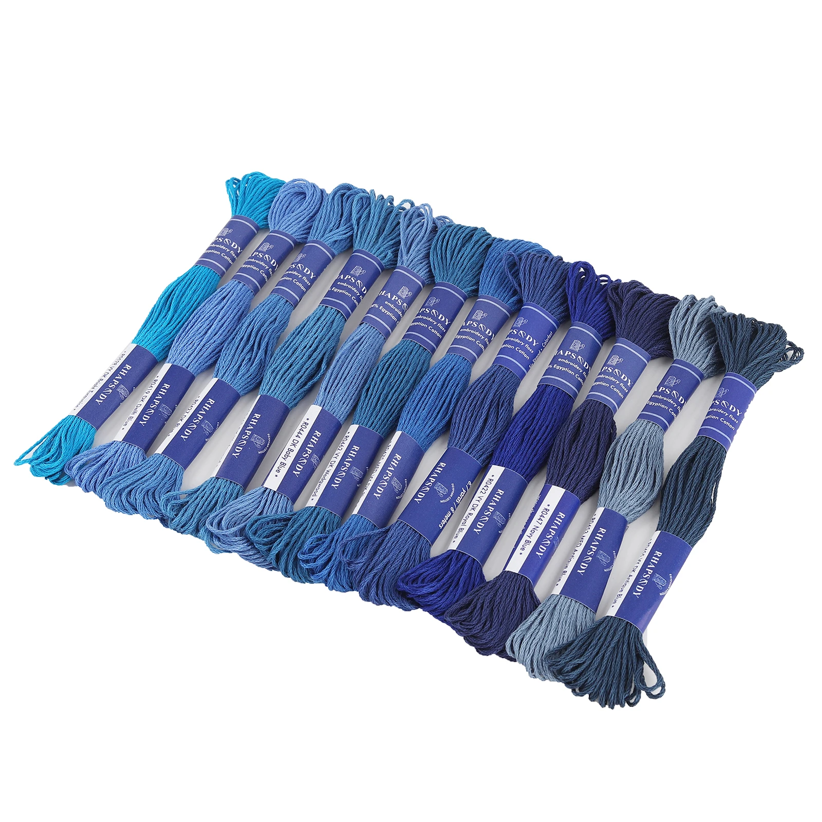 Rhapsody Premium Egyptian Cotton Embroidery Floss Collection - 12 Vibrant Colors, Double Mercerized, 8-Meter Skeins
