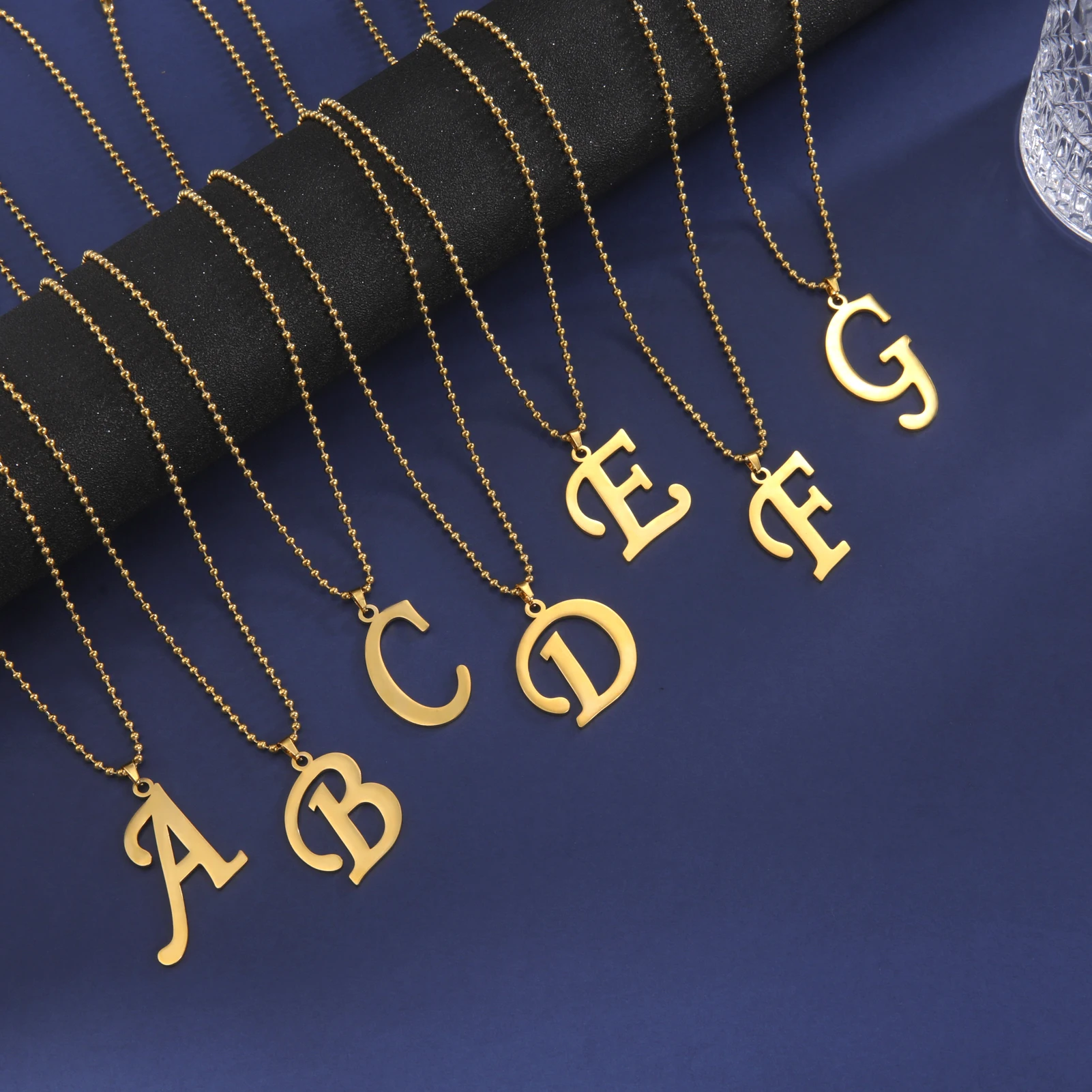 My Shape Initials Stainless Steel Necklaces for Men Women 26 Letters Big Alphabet Pendant Necklace Choker Chain Fashion Jewelry