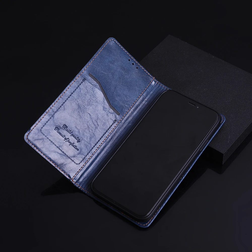 Magnetic Card Flip Leather Phone Case with Book-Style Design and Back Skin Pouch